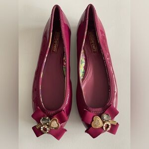 Coach Poppy Patent Leather Jewel Toe Ballet Flats Plum Magenta Size 8.5